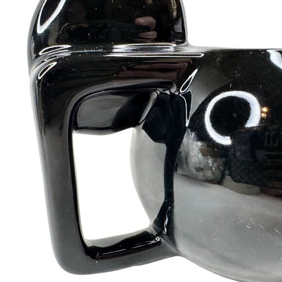 Vintage Disney Mickey Mouse Ceramic Mug W/ Spoon Black & White 3D Ears D Handle - Picture 11 of 16